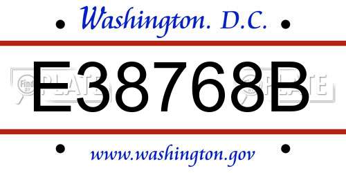 E38768B District Of Columbia License Plate