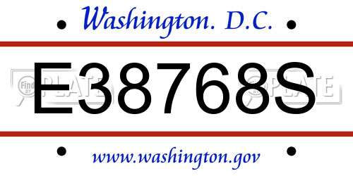 E38768S District Of Columbia License Plate