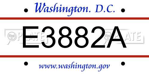 E3882A District Of Columbia License Plate