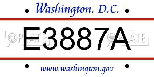 E3887A District Of Columbia License Plate
