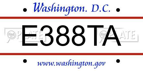 E388TA District Of Columbia License Plate