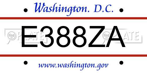 E388ZA District Of Columbia License Plate