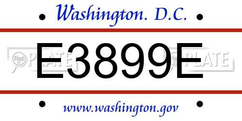 E3899E District Of Columbia License Plate