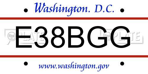 E38BGG District Of Columbia License Plate