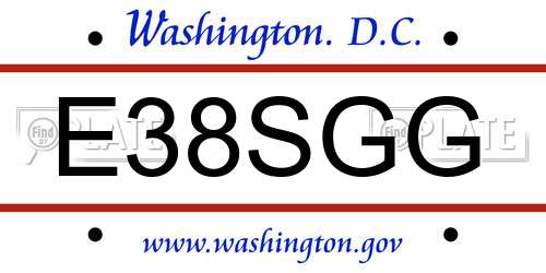 E38SGG District Of Columbia License Plate