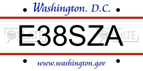 E38SZA District Of Columbia License Plate