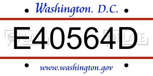 E40564D District Of Columbia License Plate