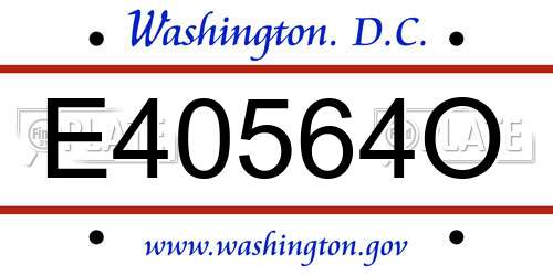 E40564O District Of Columbia License Plate