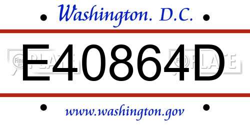 E40864D District Of Columbia License Plate