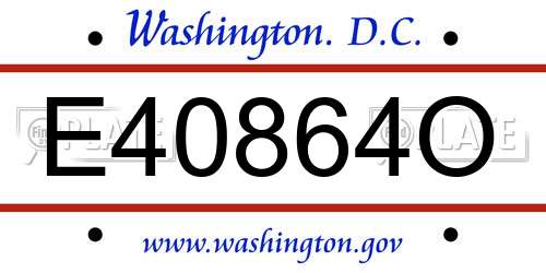 E40864O District Of Columbia License Plate