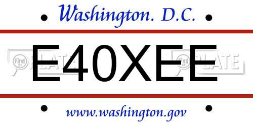 E40XEE District Of Columbia License Plate