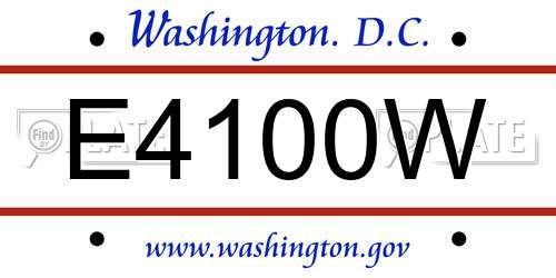 E4100W District Of Columbia License Plate