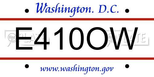 E410OW District Of Columbia License Plate