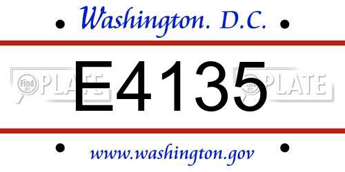 E4135 District Of Columbia License Plate