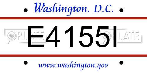 E4155I District Of Columbia License Plate