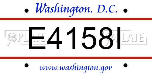 E4158I District Of Columbia License Plate