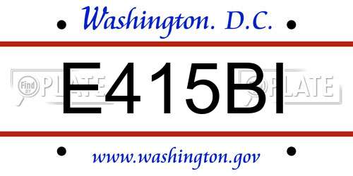 E415BI District Of Columbia License Plate