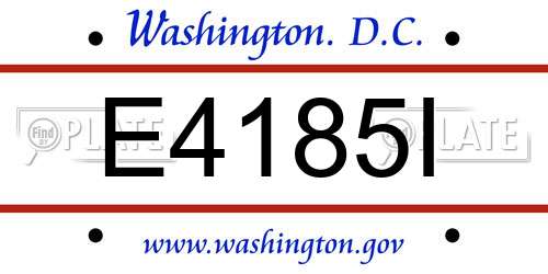 E4185I District Of Columbia License Plate