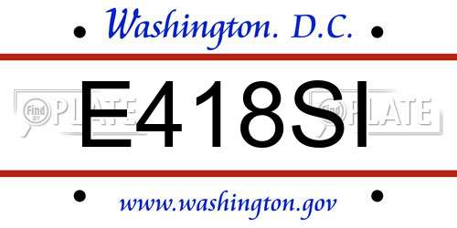 E418SI District Of Columbia License Plate