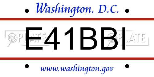 E41BBI District Of Columbia License Plate