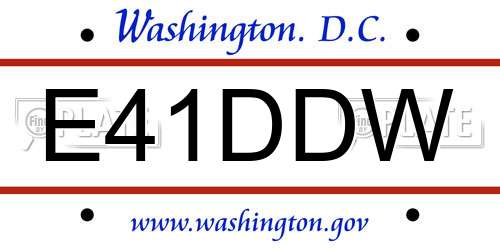 E41DDW District Of Columbia License Plate