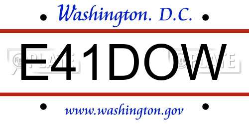 E41DOW District Of Columbia License Plate