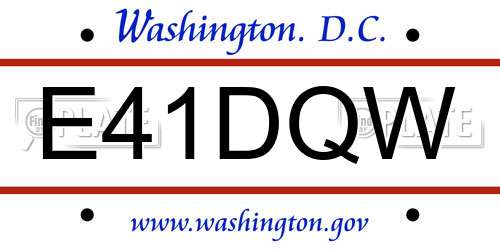 E41DQW District Of Columbia License Plate