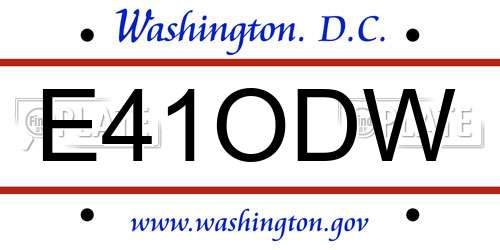 E41ODW District Of Columbia License Plate