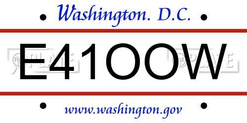 E41OOW District Of Columbia License Plate