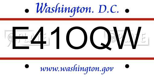 E41OQW District Of Columbia License Plate