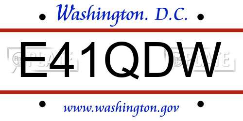 E41QDW District Of Columbia License Plate