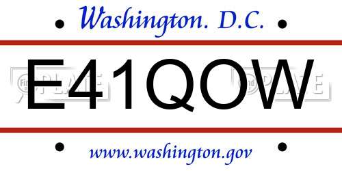 E41QOW District Of Columbia License Plate