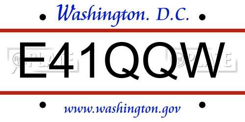 E41QQW District Of Columbia License Plate