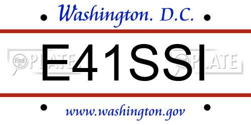 E41SSI District Of Columbia License Plate
