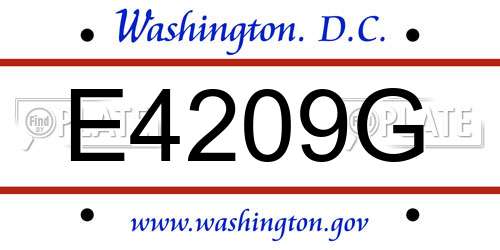 E4209G District Of Columbia License Plate