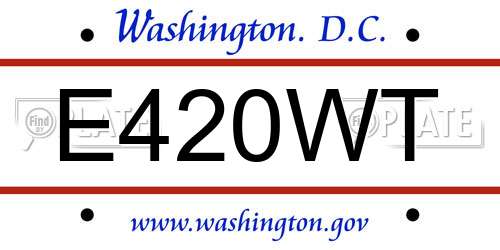 E420WT District Of Columbia License Plate