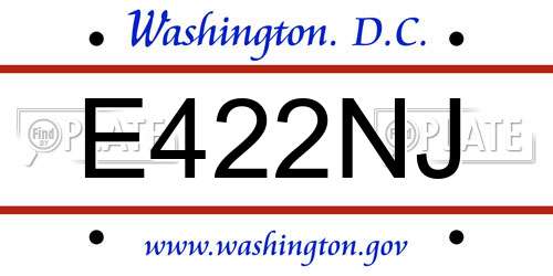 E422NJ District Of Columbia License Plate