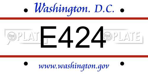 E424 District Of Columbia License Plate