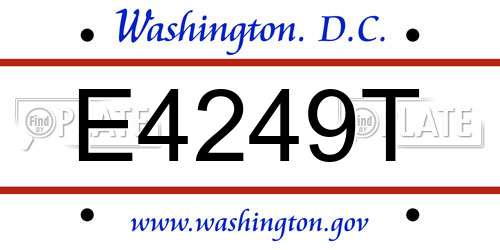 E4249T District Of Columbia License Plate