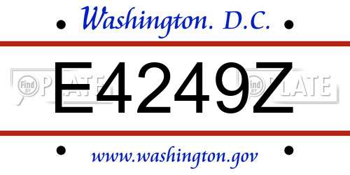 E4249Z District Of Columbia License Plate