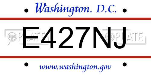 E427NJ District Of Columbia License Plate