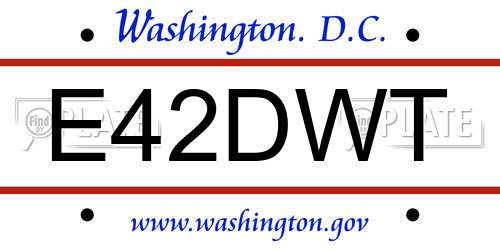 E42DWT District Of Columbia License Plate