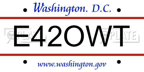 E42OWT District Of Columbia License Plate