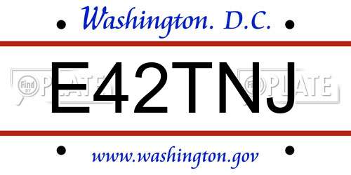E42TNJ District Of Columbia License Plate