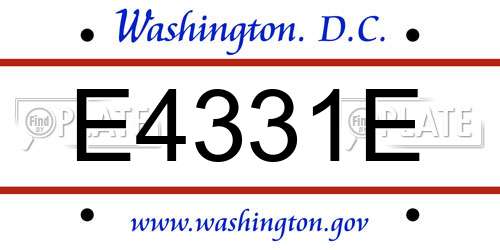 E4331E District Of Columbia License Plate