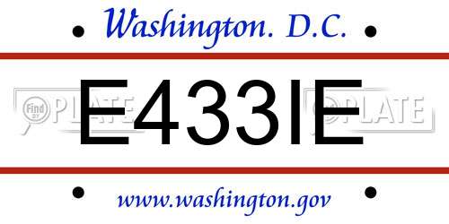 E433IE District Of Columbia License Plate