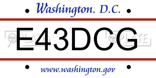 E43DCG District Of Columbia License Plate