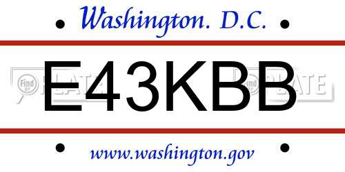 E43KBB District Of Columbia License Plate