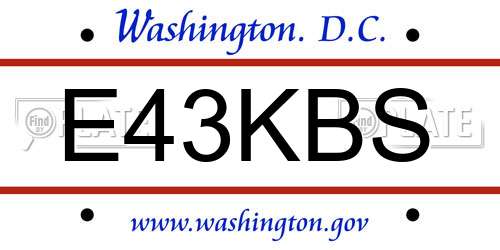 E43KBS District Of Columbia License Plate