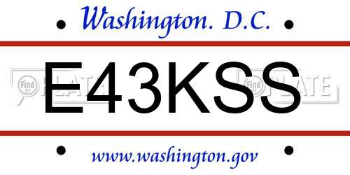 E43KSS District Of Columbia License Plate